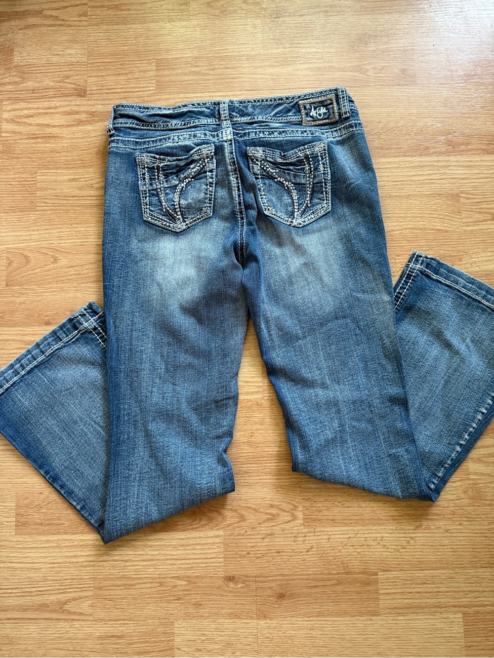 Vintage Y2K Ariya Embellished Flare Jeans Heavy Stitch  Pockets Size 13/14